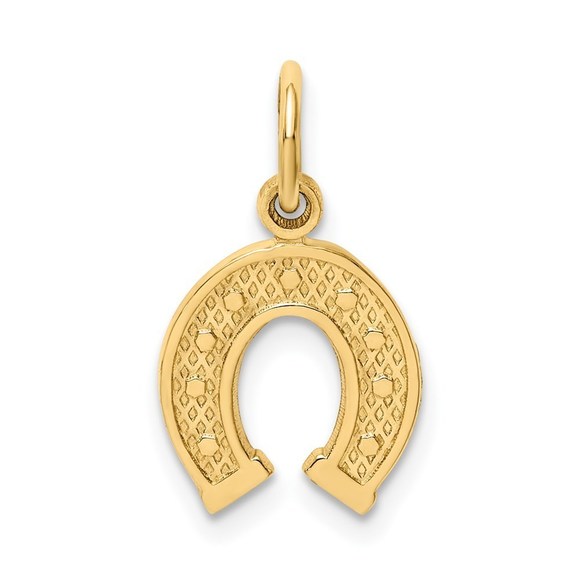 14k Yellow Gold Equestrian Fine Jewelry Horseshoe Necklace Charm Pendant